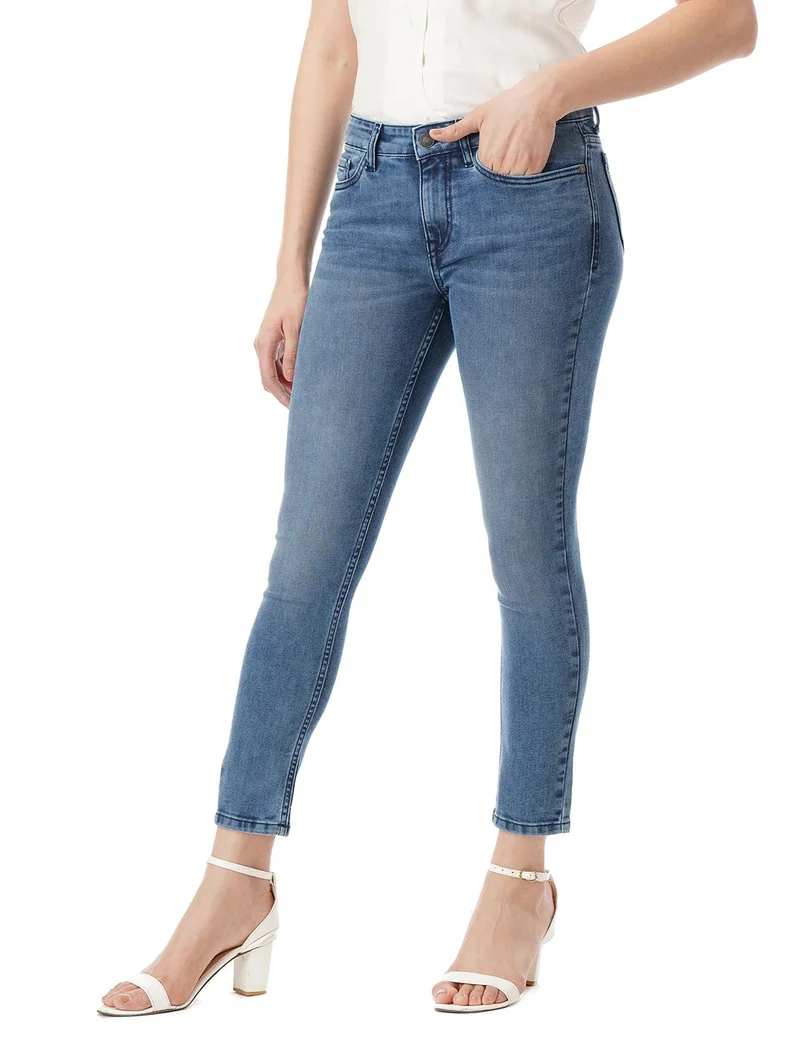 inkd Denim Divine Women's Airflex Skinny Fit Jeans - Mid-Rise | Cotton Blend | Lightweight | Stretchable Fabric | Classic 5 Pocket Styling | Jeans for Women for Women | Best Price UAE